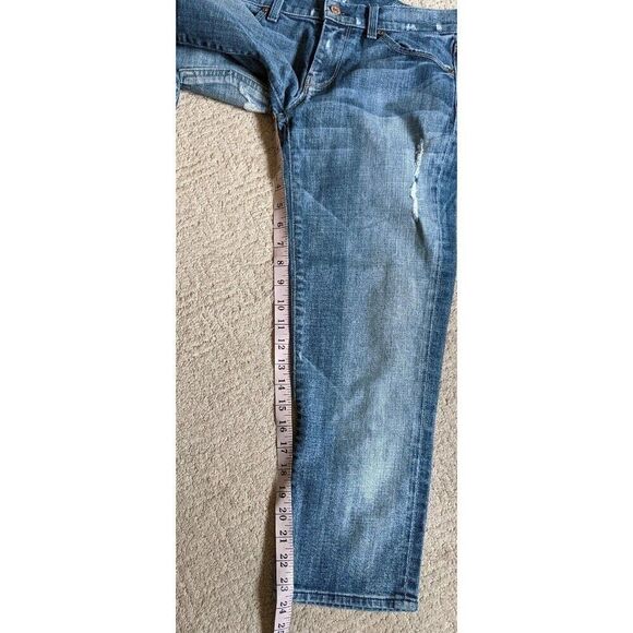 7 for All Mankind Womens Crop Straight Leg  Distressed Blue Denim Jean 29 - Picture 4 of 12